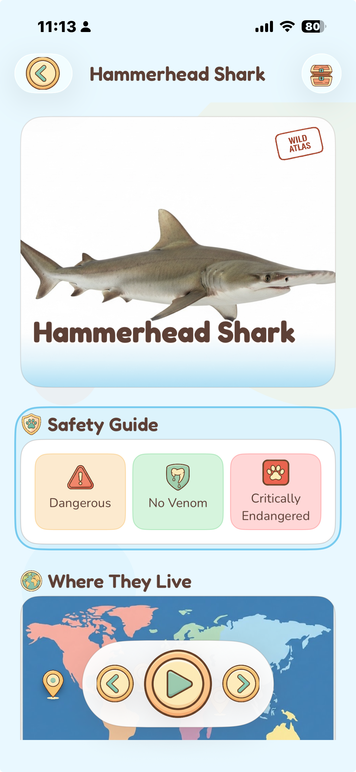 Hammerhead Shark in Wild Atlas — Critically Endangered badge in the Safety Guide