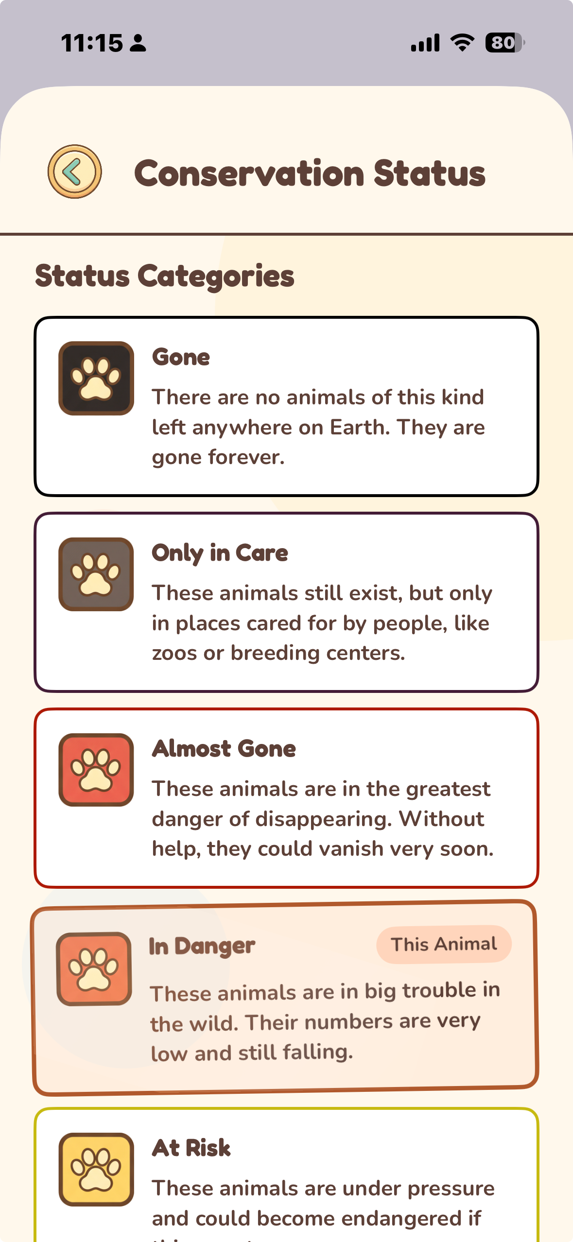 Sea Otter in Wild Atlas — In Danger badge in the Safety Guide