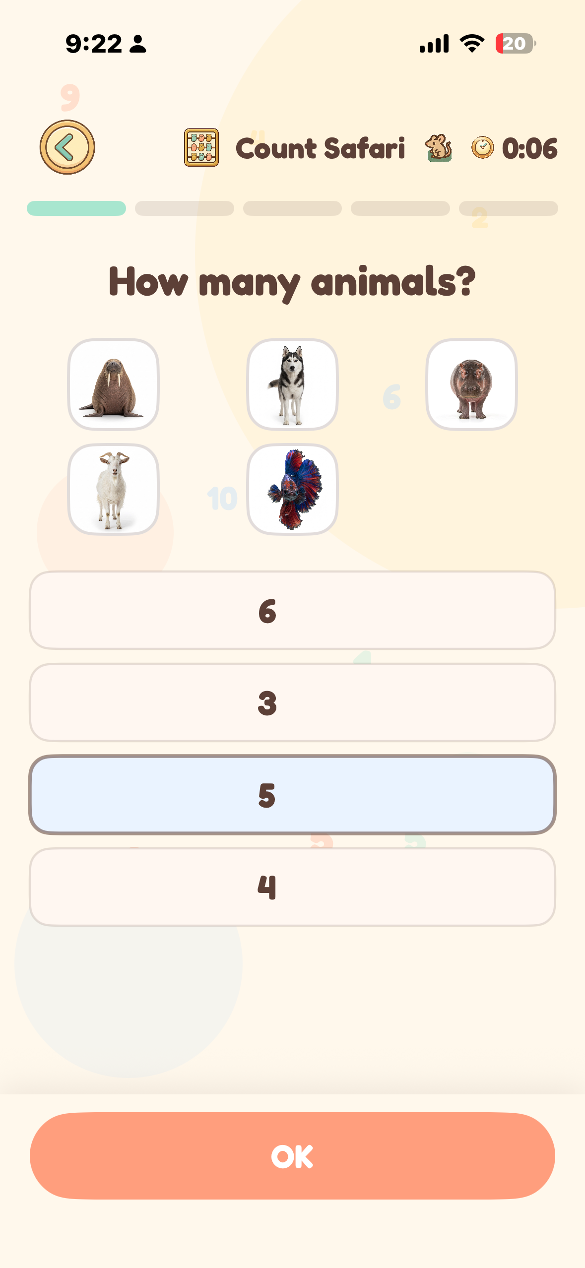 Count Safari quiz — question read aloud