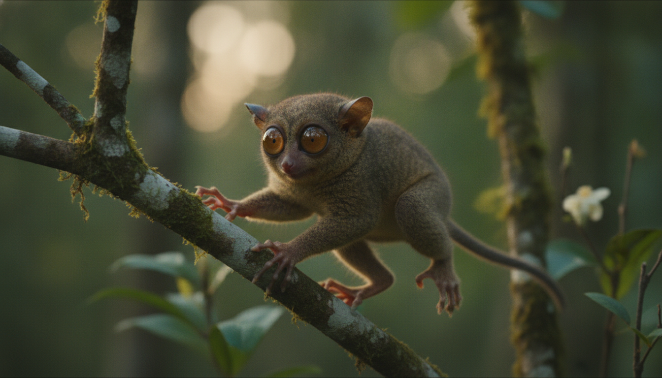 Tarsier in action — those enormous eyes doing their thing