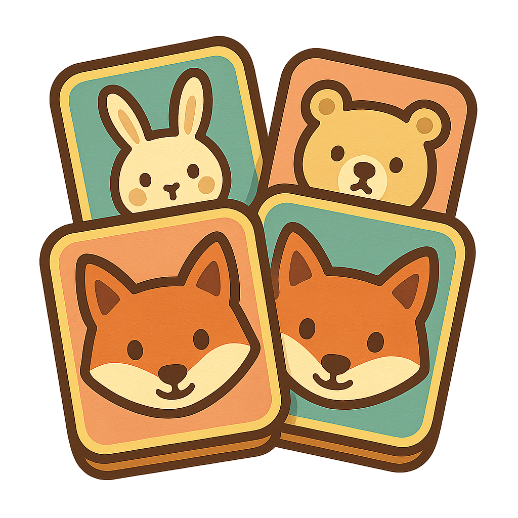 Memory Match game icon — flip cards to find matching animal pairs