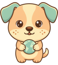 Wild Atlas puppy holding the globe