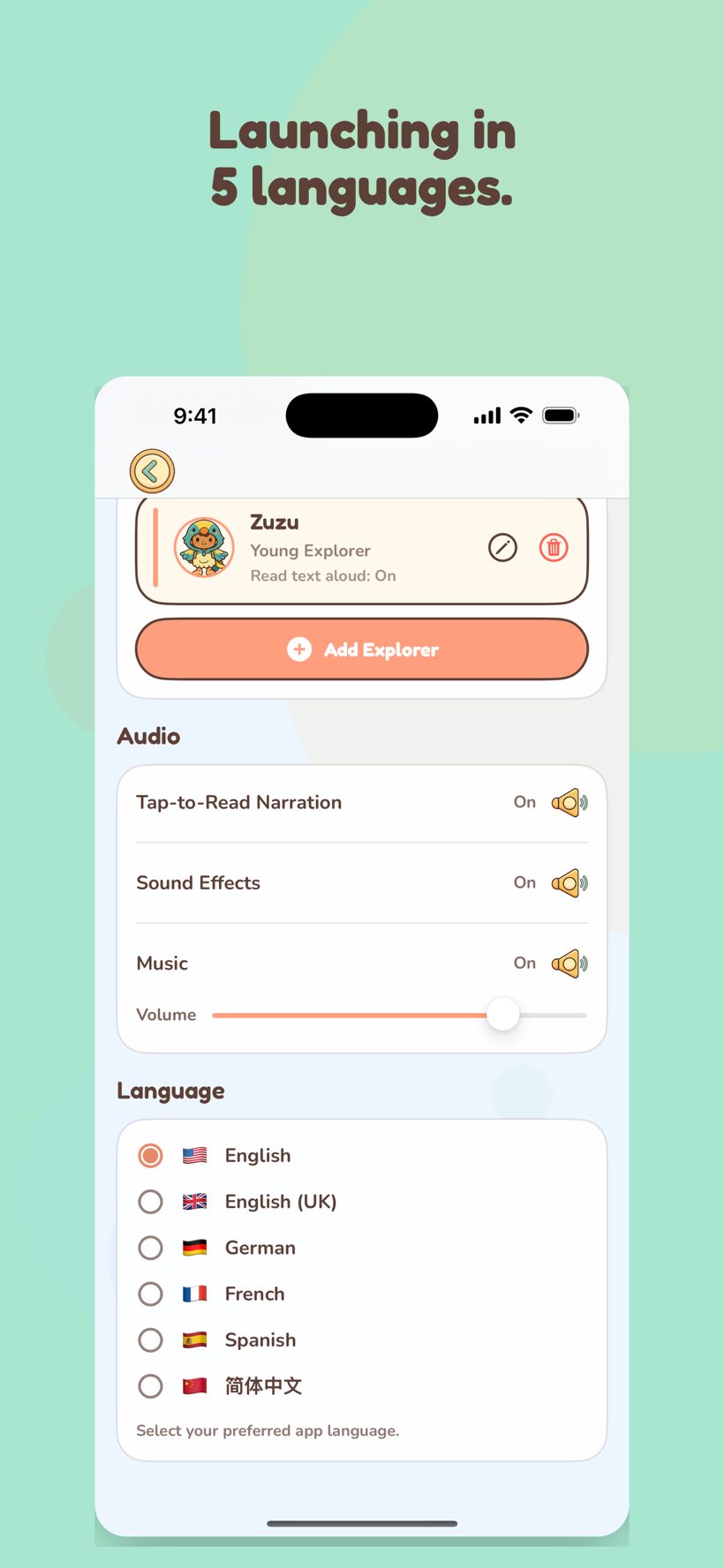 Available in six languages